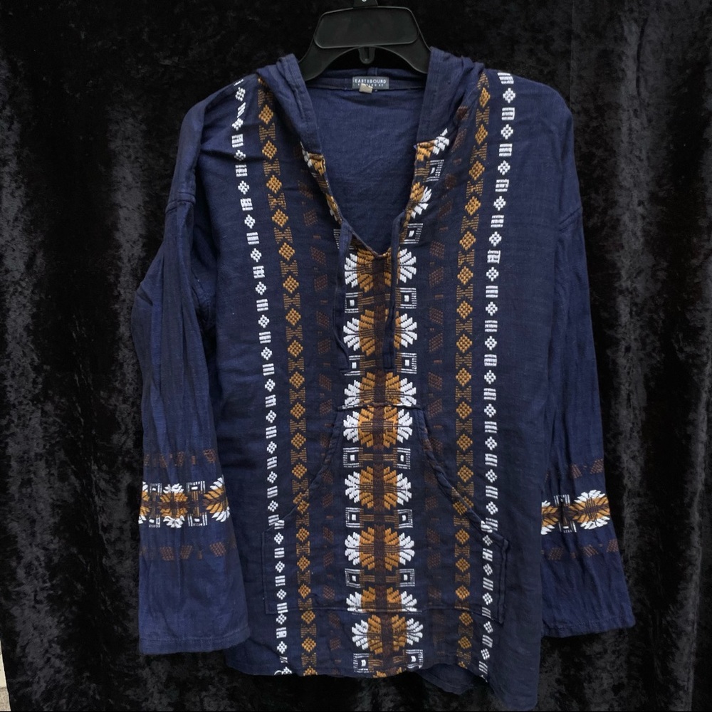Navy Blue Earthbound Pullover w/ Orange & White Stitching